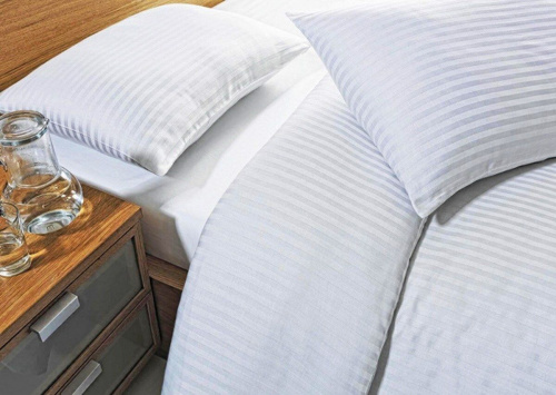 КПБ СТРАЙП-Сатин Белый 145гр Премиум 100% хлопок полоса 1/1